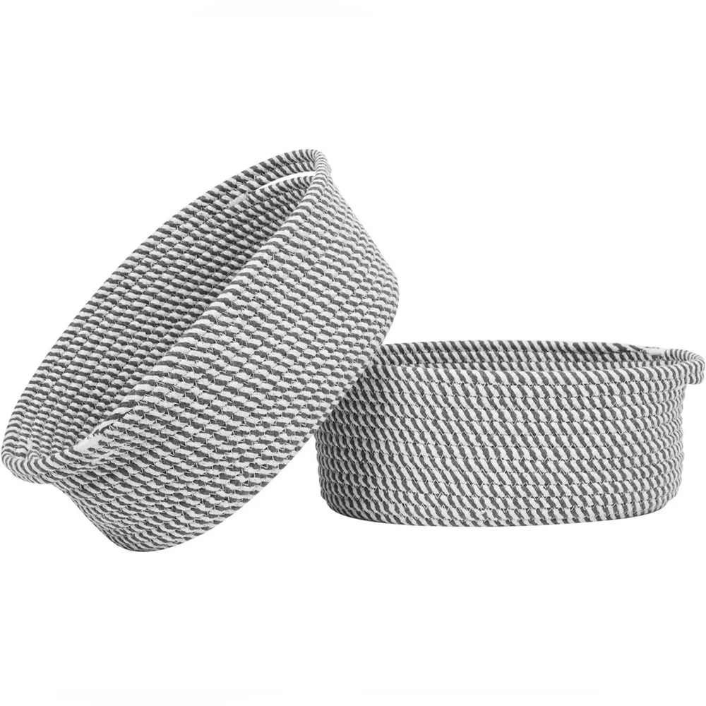 Cotton Woven Rope Storage Baskets Set of 2 NEW